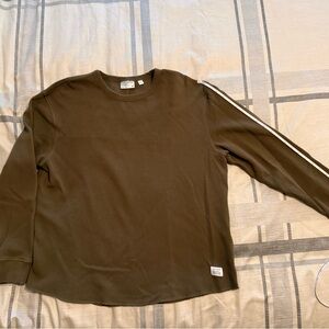 Frank & Oak Olive Long Sleeve Drop Cut Tee